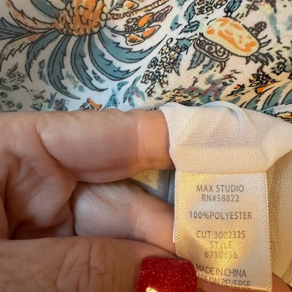 Max Studio Sleeveless Top w/Fun Tropical Palm Tree Design  LARGE    #Y - Picture 9 of 11